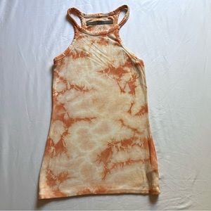 ENZA COSTA orange tie dye print rib knit tank top